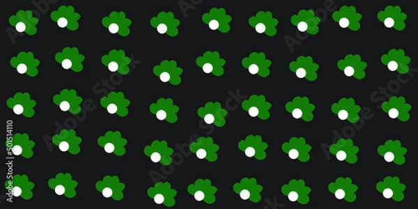 Obraz black background and green flowers