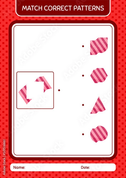 Fototapeta Match pattern game with towel. worksheet for preschool kids, kids activity sheet