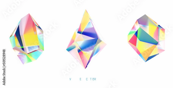 Obraz Set of colored crystals on a white background.