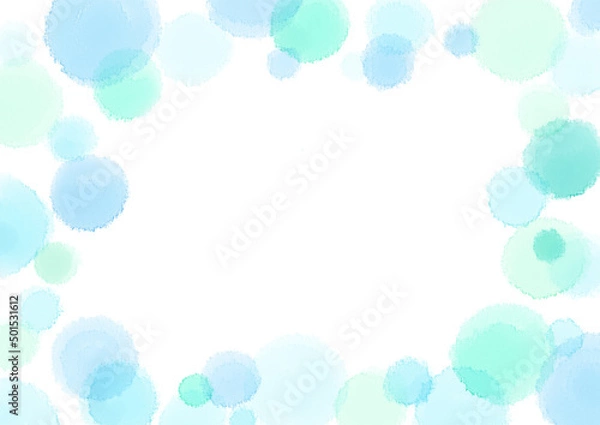 Obraz 水彩の水玉フレーム2　水色ver