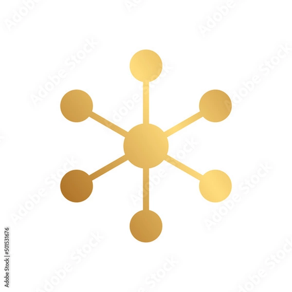 Obraz Molecule icon with gold gradient