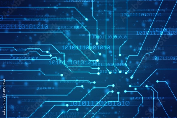 Obraz Abstract futuristic circuit board Illustration, Circuit board with various technology elements. Circuit board pattern for digital abstract technology background