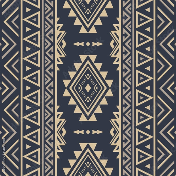 Obraz Tribal Seamless Pattern. Monochrome Ethnic Geometric Vector Background. Aztec or Inca Style