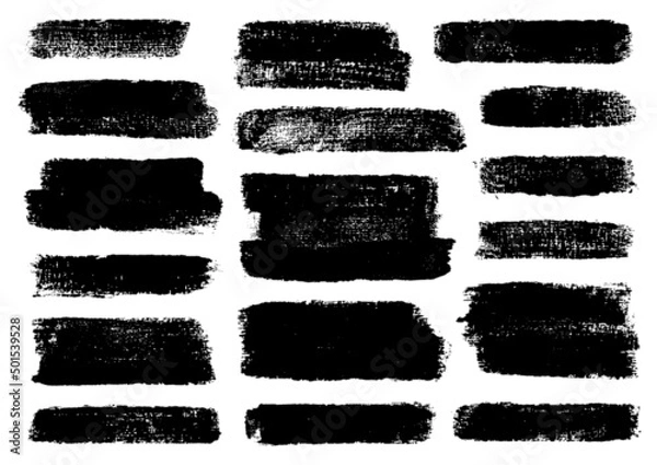 Fototapeta Set Siebzehn Schwarze Pinselstriche