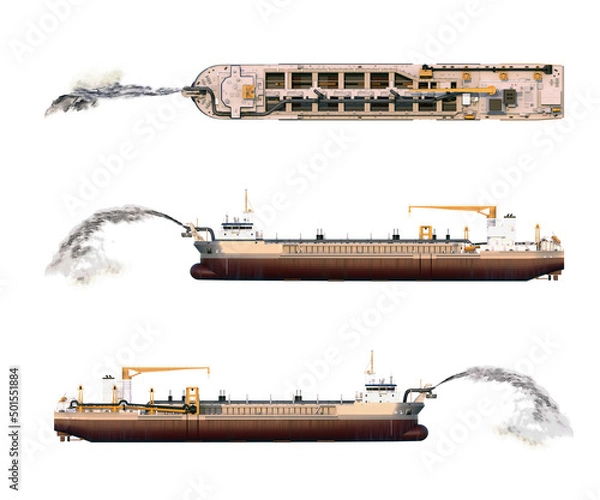 Fototapeta Dredger. Rainbowing. Isolated on white. 3d-rendering