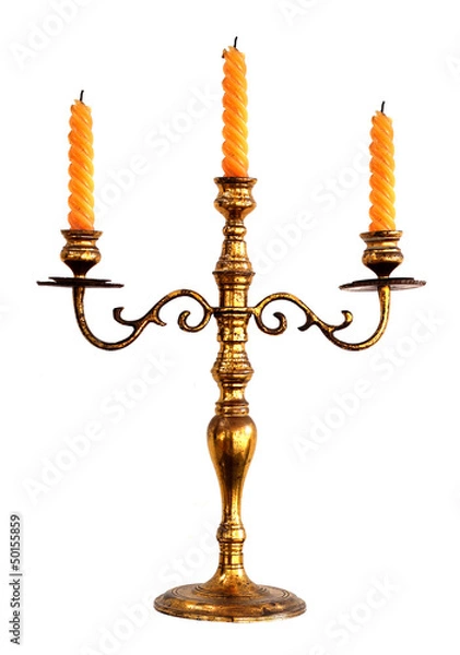 Obraz Antique Candlestick isolated on white background