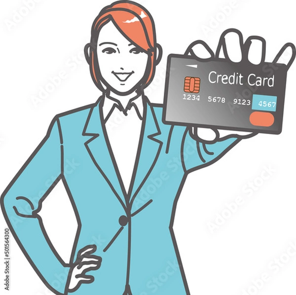 Obraz クレジットカードを見せる女性