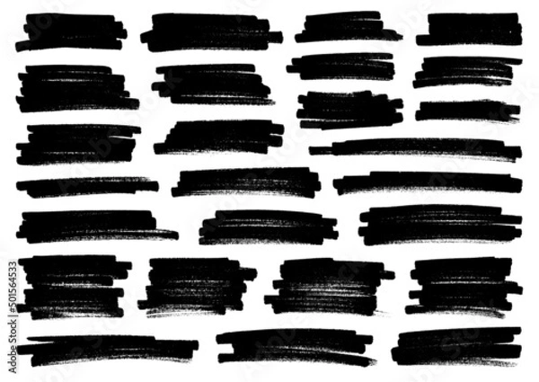 Fototapeta Set Sechsundzwanzig Schwarze Pinselstriche