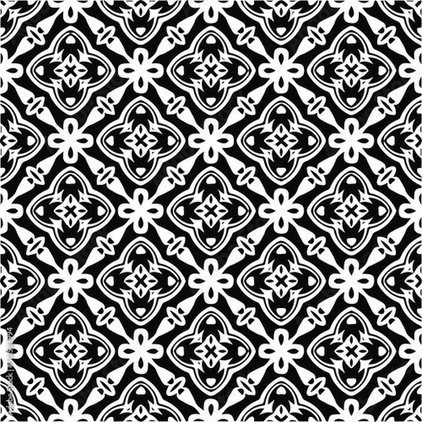 Fototapeta 
Vector monochrome pattern, Abstract texture for fabric print, card, table cloth, furniture, banner, cover, invitation, decoration, wrapping.seamless repeating pattern.Black and 
white color.
