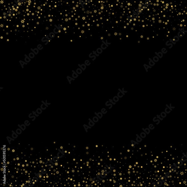 Fototapeta Falling Snow flakes golden pattern Holiday Vector
