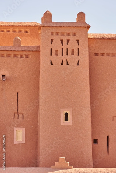 Obraz Detail of the Kasbah of Taourirt, the door of the desert, in Ouarzazate, Morocco
