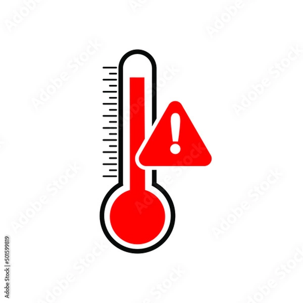 Fototapeta High Temperature Warning Icon On White background. Vector illustration. 