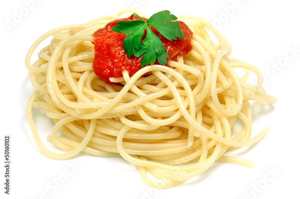 Fototapeta Espaguetis con tomate