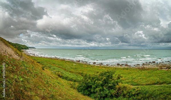 Fototapeta Stormy weather with sea view and background before the rain shower