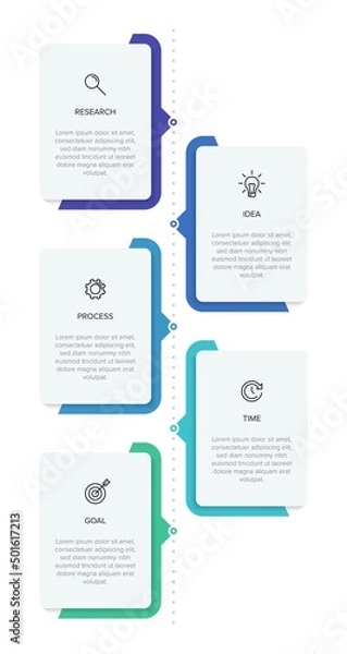 Fototapeta Vertical infographic design with icons and 5 options or steps. Thin line. Infographics business concept. Can be used for info graphics, flow charts, presentations, mobile web sites, printed materials.