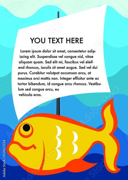 Obraz The fish is holding a sail with the inscription