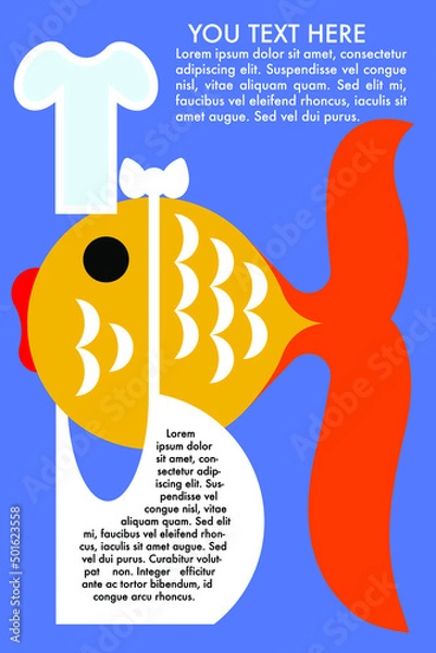 Obraz Fish in a chef's hat and apron