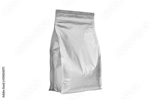 Fototapeta Foil plastic paper bag on white background with clipping path