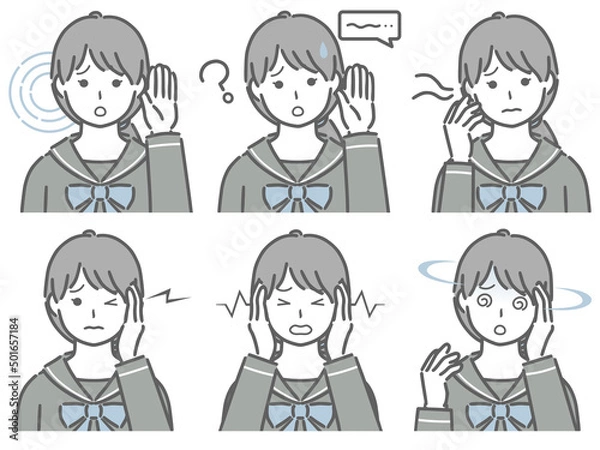 Fototapeta 耳の調子が悪い女子学生