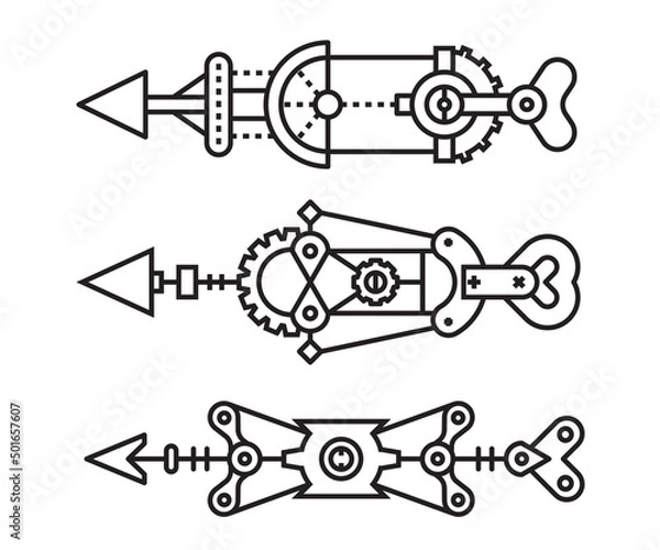 Obraz arrows vector line illustration steampunk style