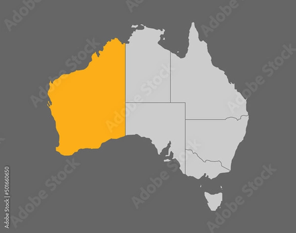 Obraz Western Australia highlight map on gray background