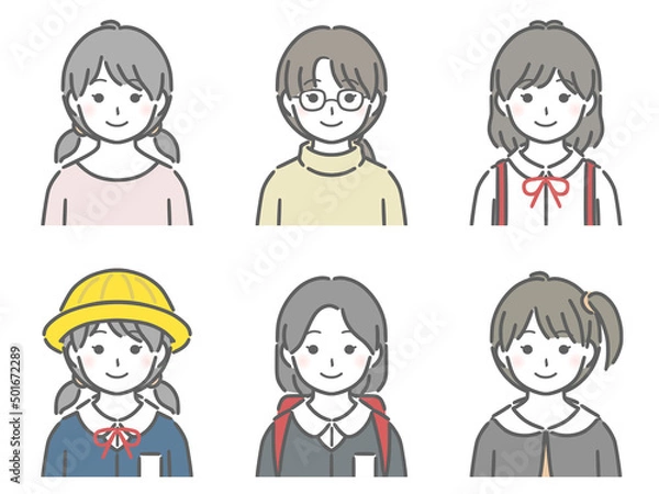 Fototapeta 女の子の上半身セット