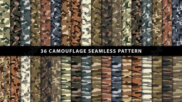 Fototapeta Collection military and army camouflage seamless pattern