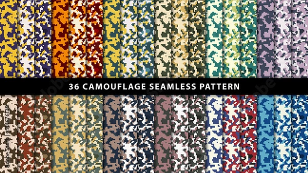 Fototapeta Collection military and army camouflage seamless pattern