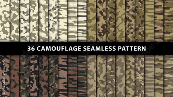 Obraz Collection military and army camouflage seamless pattern