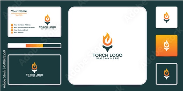 Obraz Torch fire logo vector icon 