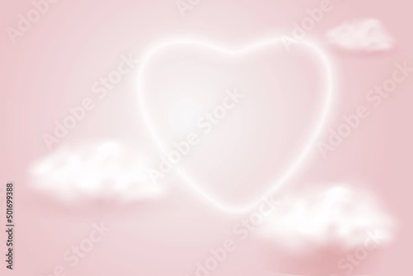 Fototapeta pink background with clouds and heart shaped aura