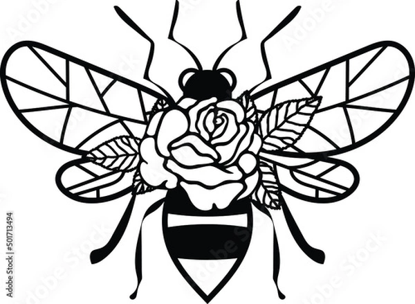 Obraz Bee With Flowers Vector Illustration File