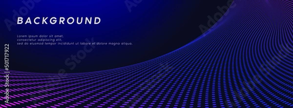 Obraz Blue dot wave textured perspective vector background banner template 