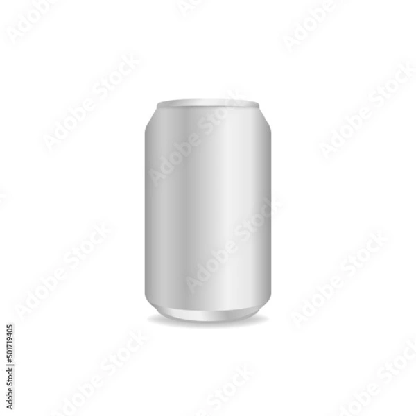 Fototapeta Aluminum can vector realistic template. Aluminium soda drink can isolated on white background. Vector illustration EPS 10
