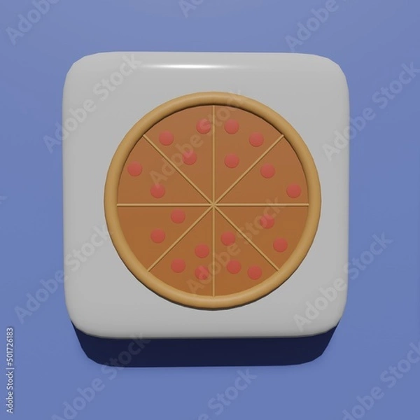 Obraz Pizza 3D icon for web button