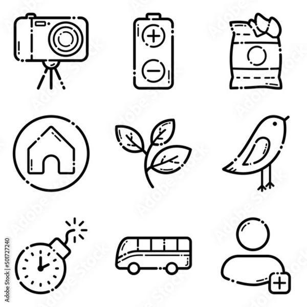 Obraz Life Flat Icon Set Isolated On White Background