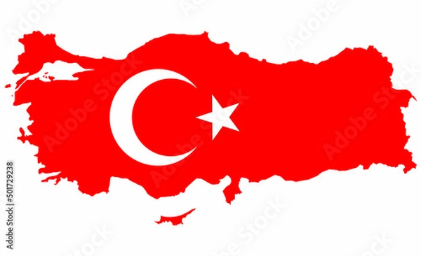 Fototapeta map and flag of turkey vector image on white background