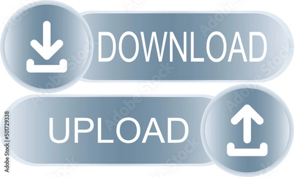 Fototapeta Round upload and download icon, vector button for websites and internet applications, music, video and data