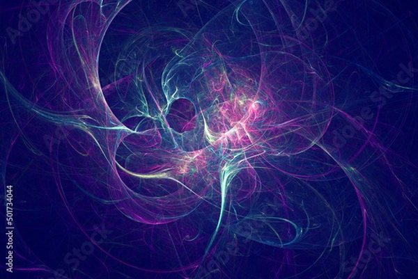 Fototapeta Abstract tech futuristic smoky shape element for design. Smooth flowing generative wavy background surface 3d render