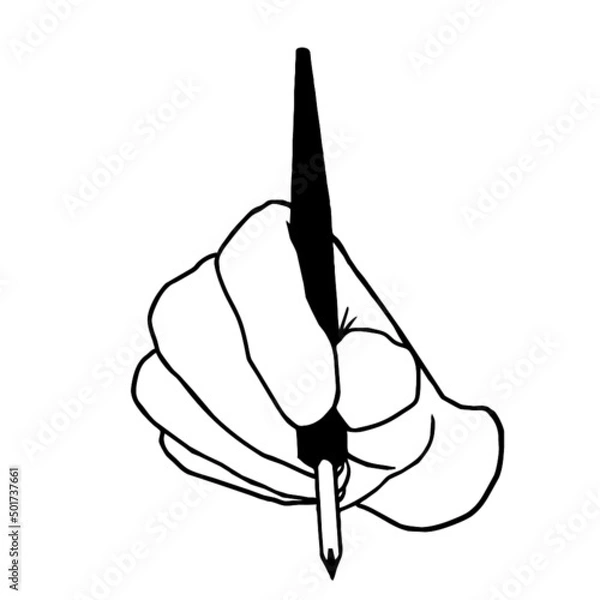 Obraz 丸ペンを持つ手のベクターイラスト