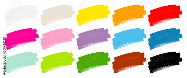 Fototapeta Set Bunte Farbstriche Breit Kratzer