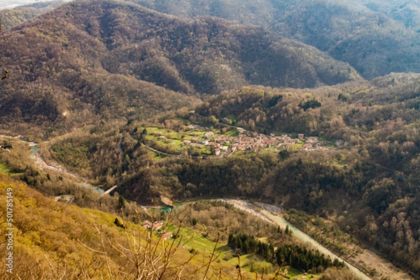 Obraz small town in the mountains
