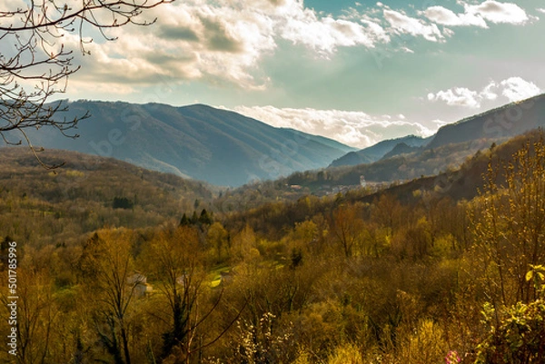 Fototapeta beautiful light and sky in the mountains