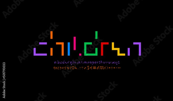 Obraz Coding bright color font, technology alphabet
