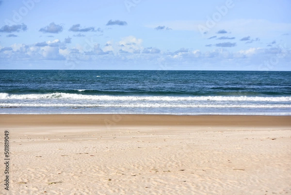 Fototapeta beach and sea in the morning, sea ​​with calm waves, sea with small waves, horizon line
