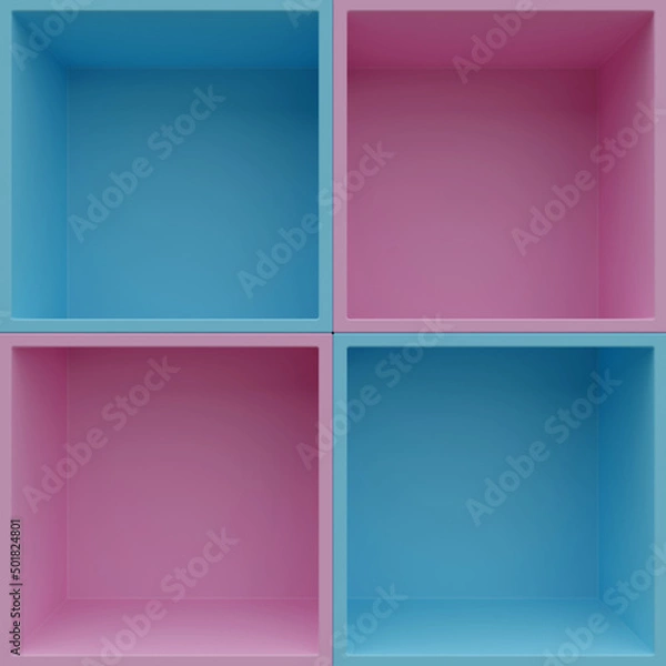Obraz Framed Pink and Blue Background. 3D render, cleand design, platform.