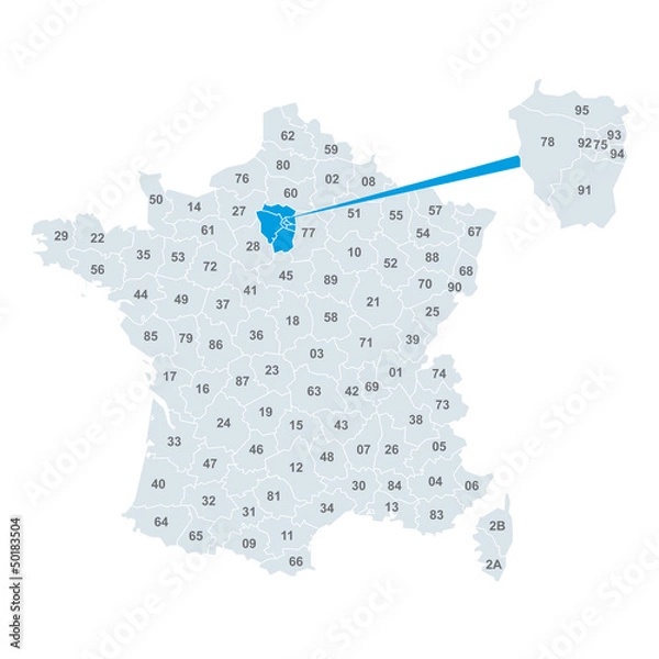 Fototapeta Francja wektor mapa wektor dział