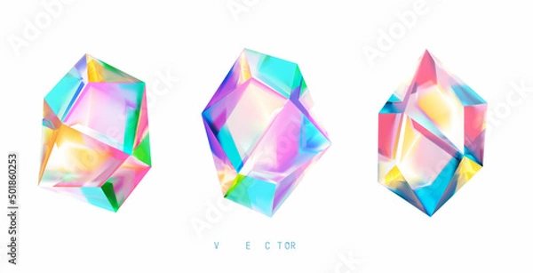 Obraz Set of colored crystals on a white background.