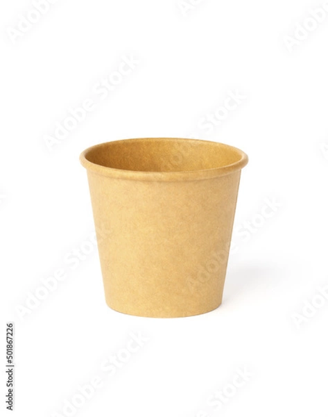 Obraz one disposable paper cup on white background