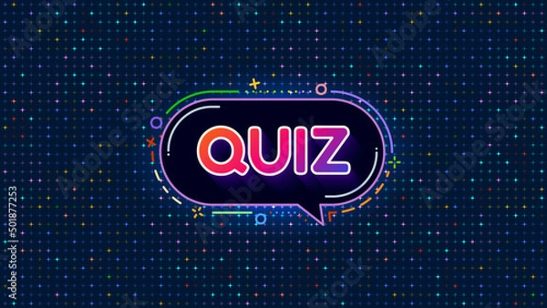 Obraz Quiz symbol, Contest, Question Answer game, Challenge, Glittering Background, Speech bubble, Ask, Problem, Solution